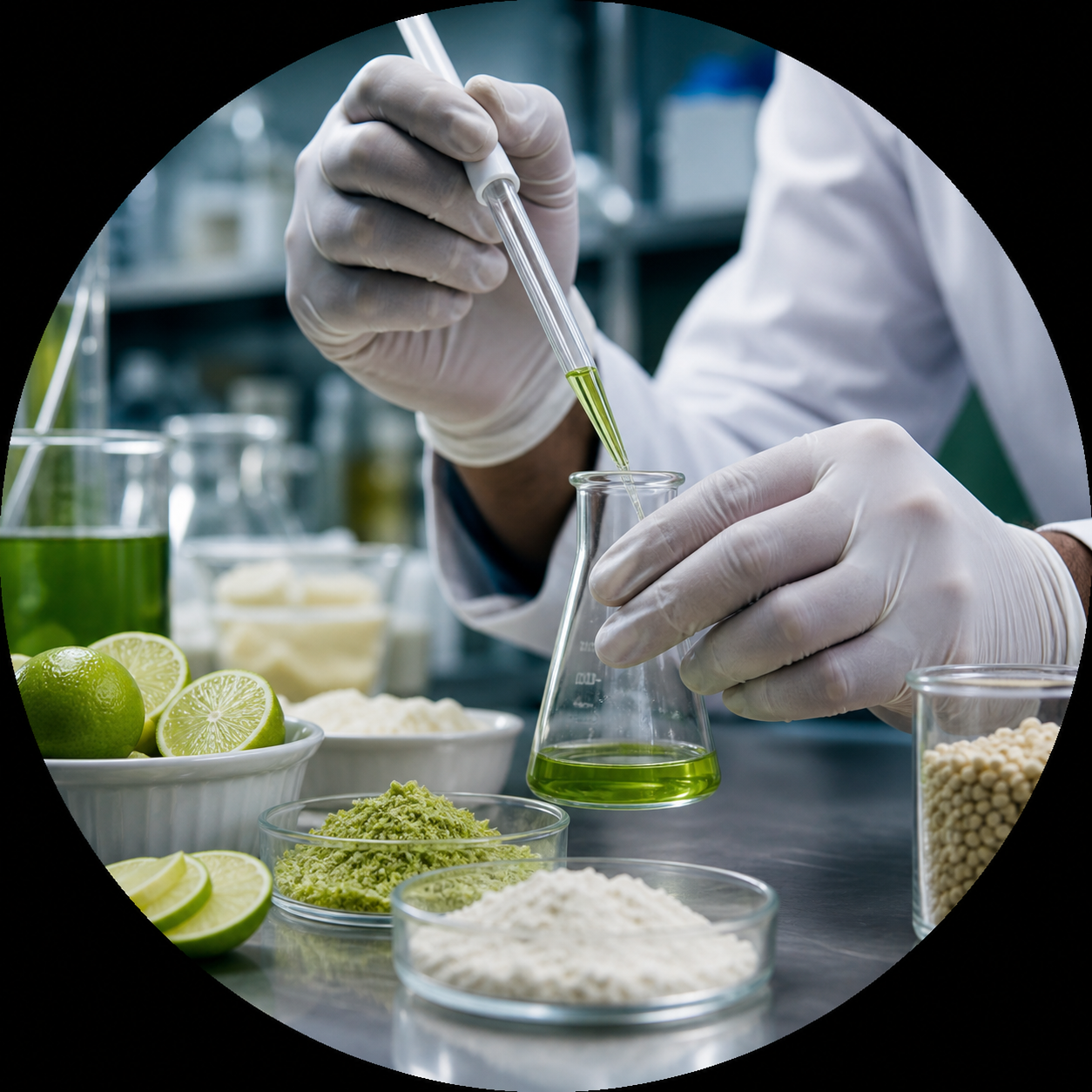 Food scientist performing precise formulation work